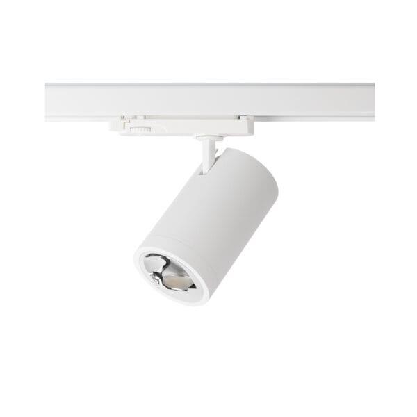 Witte versie van de Weda HE Asymmetric, een railarmatuur van Light4U.