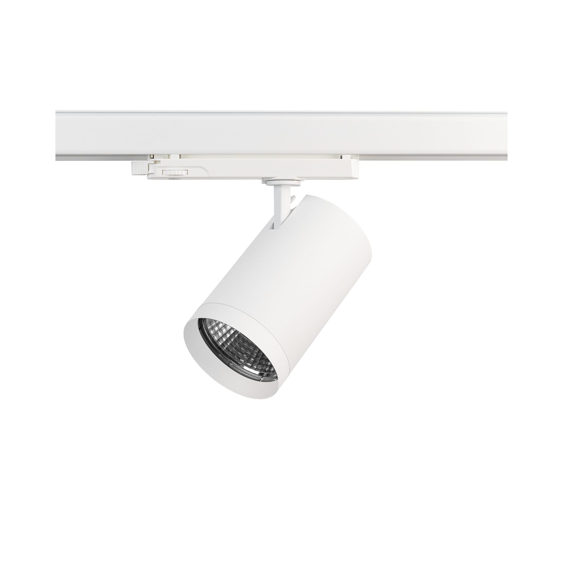 Witte versie van de Weda HE X-Flip, een railarmatuur met verwisselbaar LED-module van Light4U.